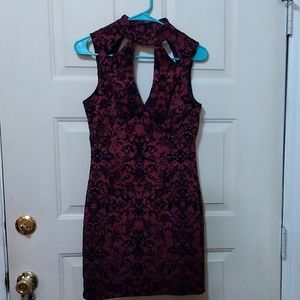 Red Floral Dress with Collar